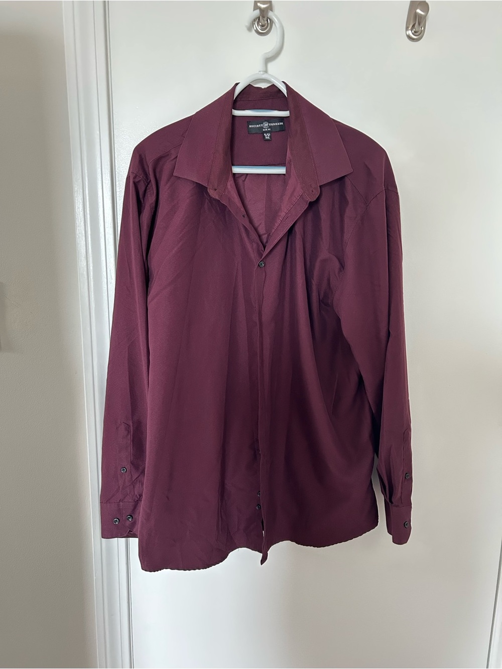 Society ThreadS Men's Slim Fit Maroon Button-Up Shirt